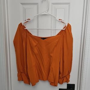 Women's Orange Puff Sleeve Top